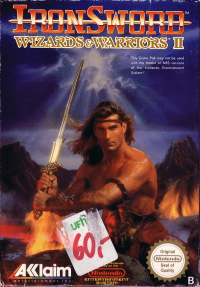Iron Sword Wizards and Warriors II box art for NES
